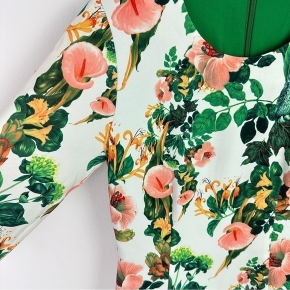 Peace Bird Floral Pattern Sheath Dress Size Small - Picture 2 of 6